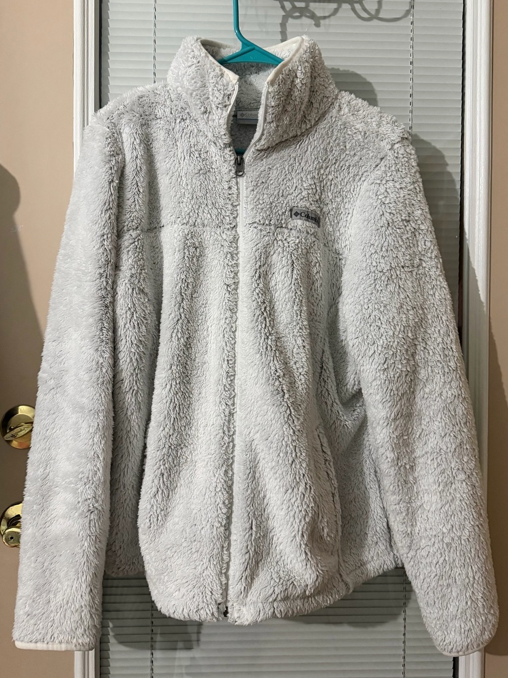 Columbia Light Gray Plush Full-Zip Teddy Jacket